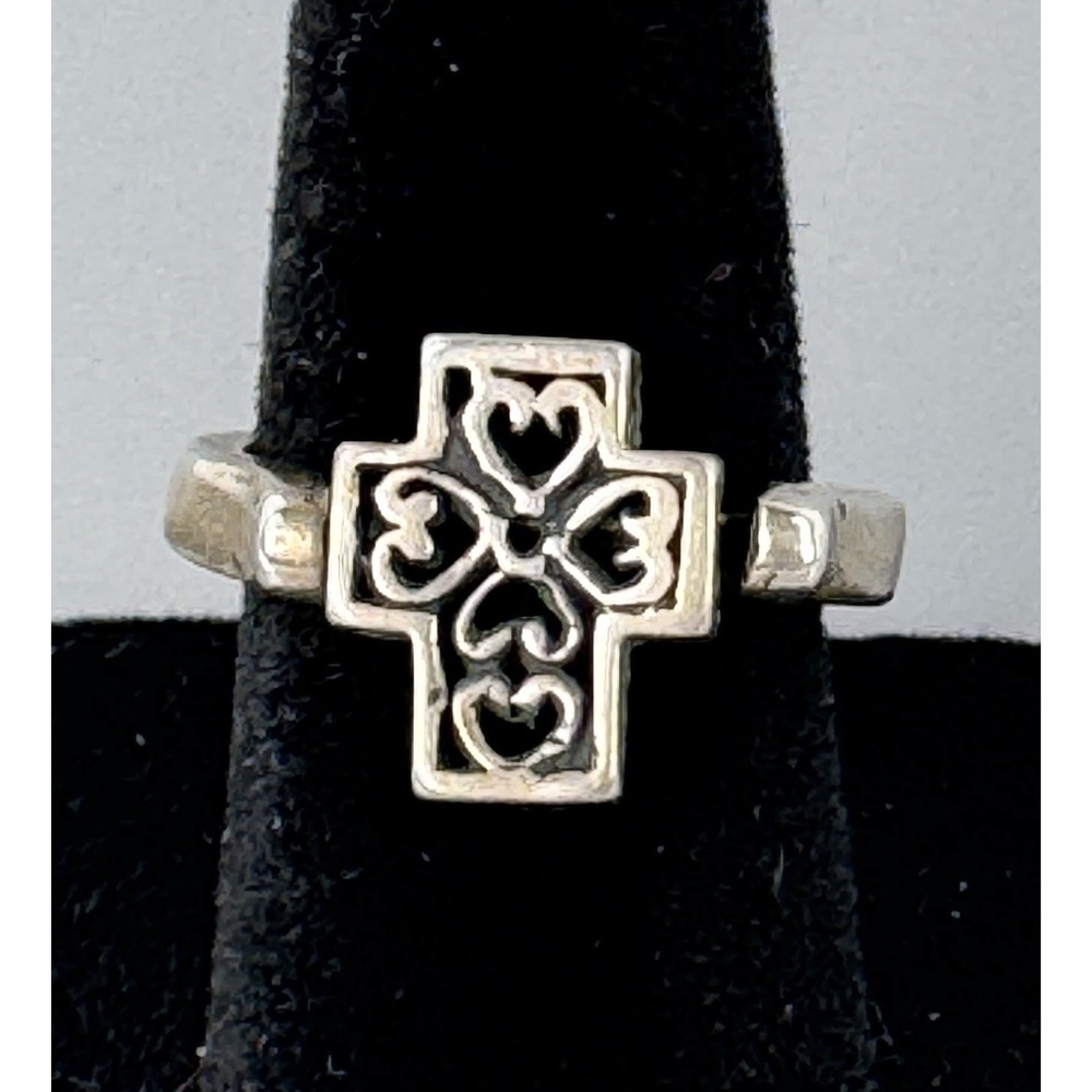 Sterling Silver 925 Reversible Spinning Cross Ring Filigree Size 6